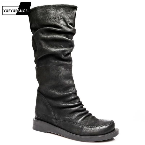 qualties fashion square toe slip on pleated womens high boots solid casual genuine leather nubuck female wedges streetwear, Black
qualties fashion square toe slip on pleated womens high boots solid casual genuine leather nubuck female wedges streetwear, Black