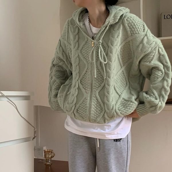 women's knits & tees sweet japan style fashion autumn thick twist hooded sweater coat loose lazy wild knitted zipper green cardigan pu, White
women's knits & tees sweet japan style fashion autumn thick twist hooded sweater coat loose lazy wild knitted zipper green cardigan pu, White