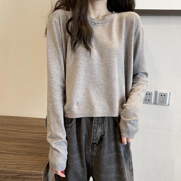 women's t-shirt autumn/winter bottoming shirt inner 2021 korean style loose thin-style gray knitted long sleeve short top, White
women's t-shirt autumn/winter bottoming shirt inner 2021 korean style loose thin-style gray knitted long sleeve short top, White