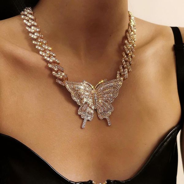 chains punk luxury cuban chain big butterfly pendant necklace for women goth charm crystal choker statement jewelry 2021, Silver
chains punk luxury cuban chain big butterfly pendant necklace for women goth charm crystal choker statement jewelry 2021, Silver