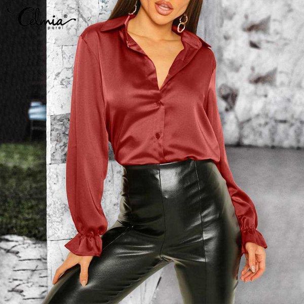 women's blouses & shirts blouses celmia spring satin lapel office lady glossy silk elegant long flare sleeve blusas fashion plus size i, White
women's blouses & shirts blouses celmia spring satin lapel office lady glossy silk elegant long flare sleeve blusas fashion plus size i, White
