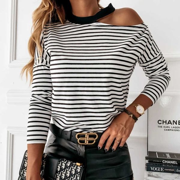 women's t-shirt women autumn striped t-shirt winter casual round neck off the shoulder ladies long sleeve fashion tees 6ily, White
women's t-shirt women autumn striped t-shirt winter casual round neck off the shoulder ladies long sleeve fashion tees 6ily, White