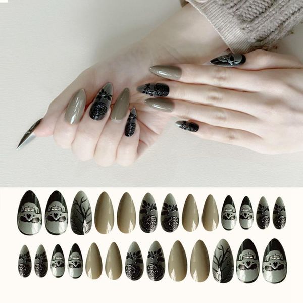 false nails 24pcs medium-long halloween almond glossy fake full cover nail tips press on detachable manicure tool, Red;gold
false nails 24pcs medium-long halloween almond glossy fake full cover nail tips press on detachable manicure tool, Red;gold