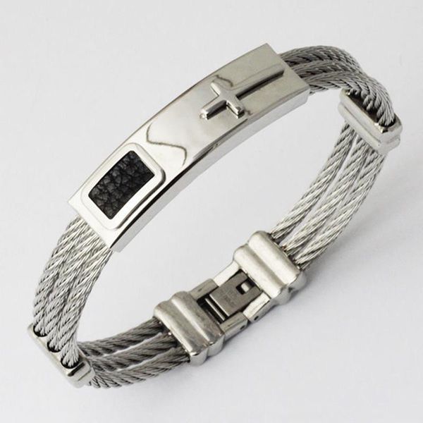 bangle men 3 rows wire chain bracelet punk stainless steel cross bracelets jewelry gifts ea, Black
bangle men 3 rows wire chain bracelet punk stainless steel cross bracelets jewelry gifts ea, Black