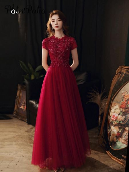 party dresses wine red modest evening long 2021 luxury beaded appliques a-line floor-length tulle women formal gowns for wedding, White;black
party dresses wine red modest evening long 2021 luxury beaded appliques a-line floor-length tulle women formal gowns for wedding, White;black