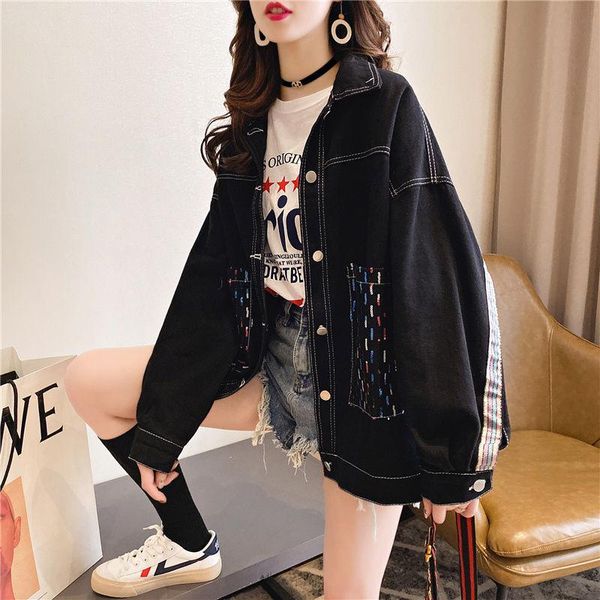 women's coat 2021 spring and autumn loose denim jacket long sleeve female coats jackets, Black;brown
women's coat 2021 spring and autumn loose denim jacket long sleeve female coats jackets, Black;brown