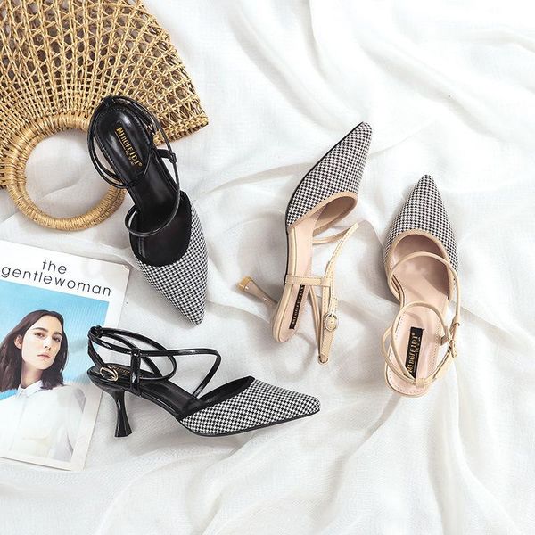 summer all match close toe shallow houndstooth cross-tied women sandals elegant lattice pointed buckle slingback sandalias, Black
summer all match close toe shallow houndstooth cross-tied women sandals elegant lattice pointed buckle slingback sandalias, Black