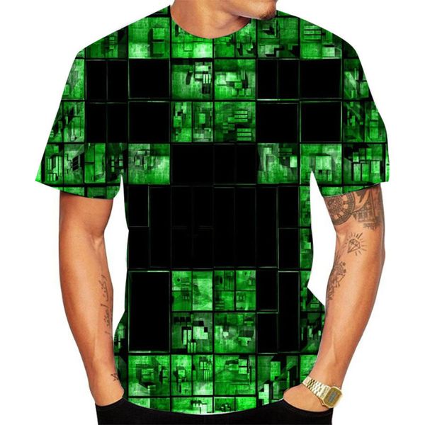 Printed green square pattern men's 3D T-shirt short-sleeved party top street crew neck summer Minecraft, White;black
Printed green square pattern men's 3D T-shirt short-sleeved party top street crew neck summer Minecraft, White;black