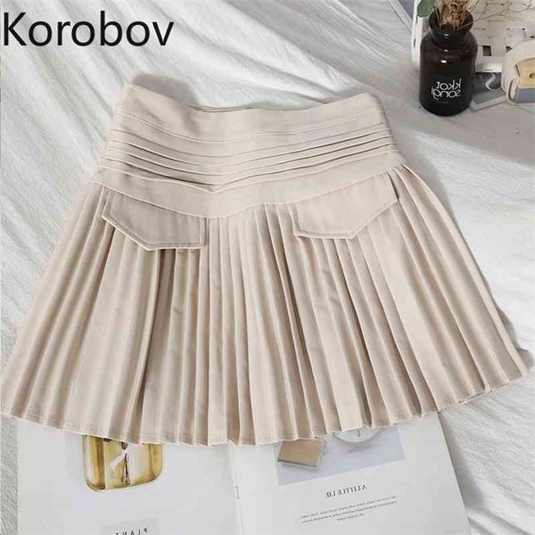 korobov new arrival high waist pleasted skirt summer chic preppy style solid slim a-line faldas mujer vintage kawaii skirt 210430, Black
korobov new arrival high waist pleasted skirt summer chic preppy style solid slim a-line faldas mujer vintage kawaii skirt 210430, Black