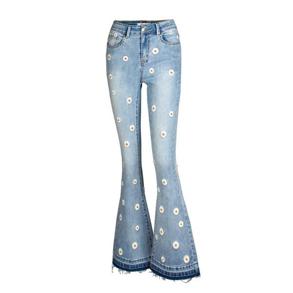 women's jeans embroidery flower flare stretch push up denim pants women high waist quality clothes fall 2021 drop, Blue
women's jeans embroidery flower flare stretch push up denim pants women high waist quality clothes fall 2021 drop, Blue