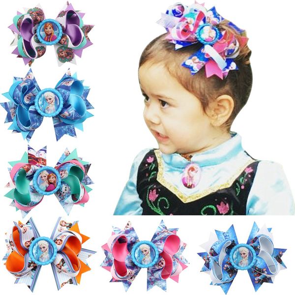 10pcs multilayer bows bottle cap grosgrain ribbon bow hair clip wholesale, Slivery;white