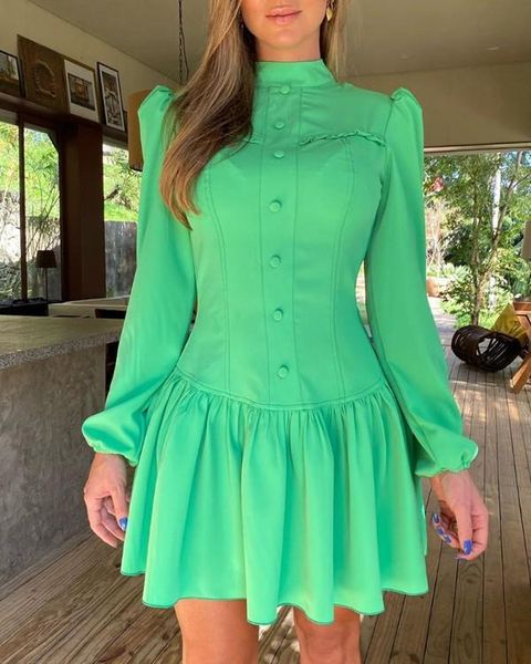 women's ruffle pleated dress loose high neck retro long sleeve fall patchwork 2021 ladies girl buttons elegant clothes casual dresses, Black;gray
women's ruffle pleated dress loose high neck retro long sleeve fall patchwork 2021 ladies girl buttons elegant clothes casual dresses, Black;gray