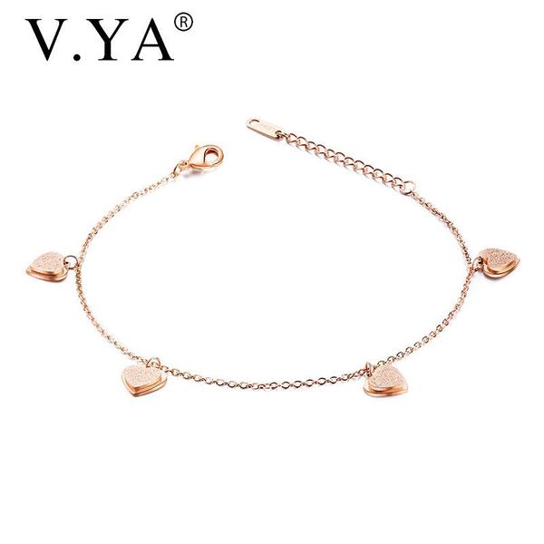 anklets v.ya simple heart female barefoot small peach ladies foot jewelry leg accessories on ankle bracelets chain, Red;blue