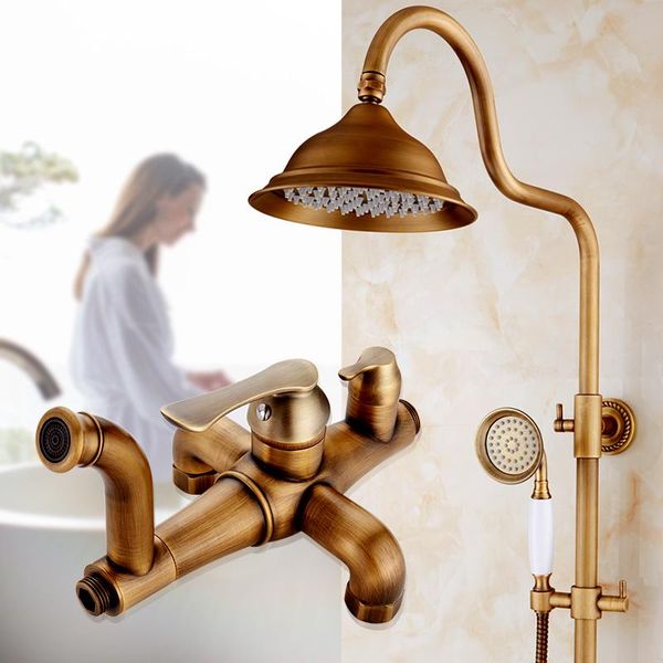 european antique bathroom brass waterfall rain shower faucet set,wall mounted mixer water tap set with head sets
european antique bathroom brass waterfall rain shower faucet set,wall mounted mixer water tap set with head sets
