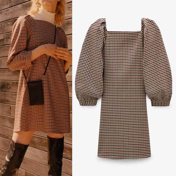 autumn plaid mini dress women fashion harajuku square neck long sleeve woman vintage loose casual ladies es 210519, Black;gray
autumn plaid mini dress women fashion harajuku square neck long sleeve woman vintage loose casual ladies es 210519, Black;gray