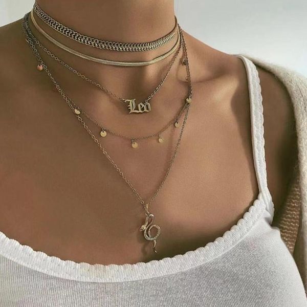 chains vintage snake layered chain necklace cuba link for women letter choker gold color clavicle jewelry gifts, Silver
chains vintage snake layered chain necklace cuba link for women letter choker gold color clavicle jewelry gifts, Silver
