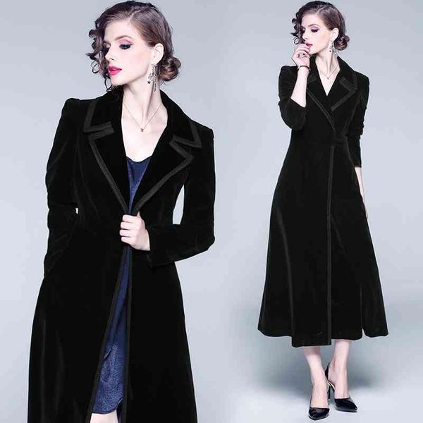 winter runway designer vintage elegant dignity women long coat collar wrap black velvet maxi thick warm outwear 210603, Tan;black
winter runway designer vintage elegant dignity women long coat collar wrap black velvet maxi thick warm outwear 210603, Tan;black