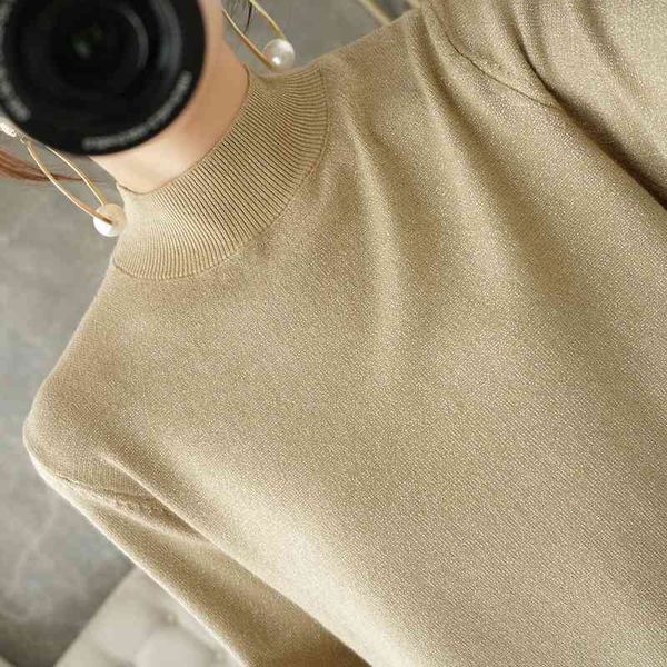 women's sweaters high neck sweater and long sleeved match all clothes. the bottom of the shirt is woven with shiny internal thread, whi, White;black
women's sweaters high neck sweater and long sleeved match all clothes. the bottom of the shirt is woven with shiny internal thread, whi, White;black