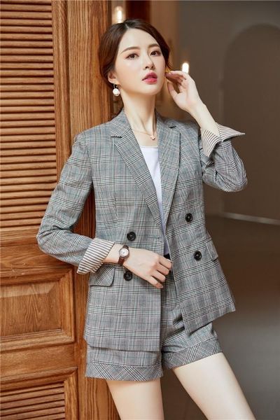 autumn winter formal business suits with 2 piece sets shorts and jackets coat office ladies work wear fashion plaid blazers women's two, White
autumn winter formal business suits with 2 piece sets shorts and jackets coat office ladies work wear fashion plaid blazers women's two, White