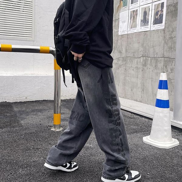 men's jeans harajuku fashion wild gothic trend printing american dark men and women casual loose wide-leg straight-leg pants, Blue
men's jeans harajuku fashion wild gothic trend printing american dark men and women casual loose wide-leg straight-leg pants, Blue