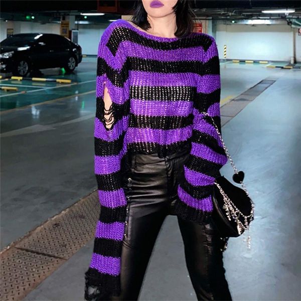 women's sweaters punk gothic sweater for women hollow out hole broken oversized jumper pullover striped ripped casual loose, White;black
women's sweaters punk gothic sweater for women hollow out hole broken oversized jumper pullover striped ripped casual loose, White;black