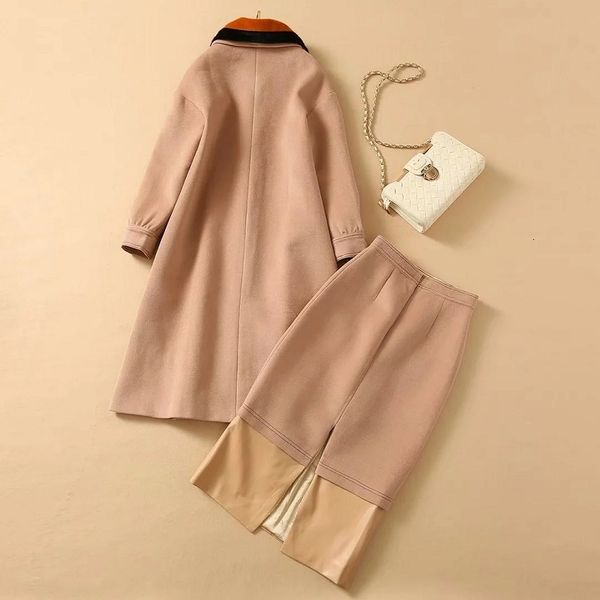 skirt winter clothing sets women turn-down collar pu leather pocket patchwork long coats+mid-calf wool skirt, White
skirt winter clothing sets women turn-down collar pu leather pocket patchwork long coats+mid-calf wool skirt, White