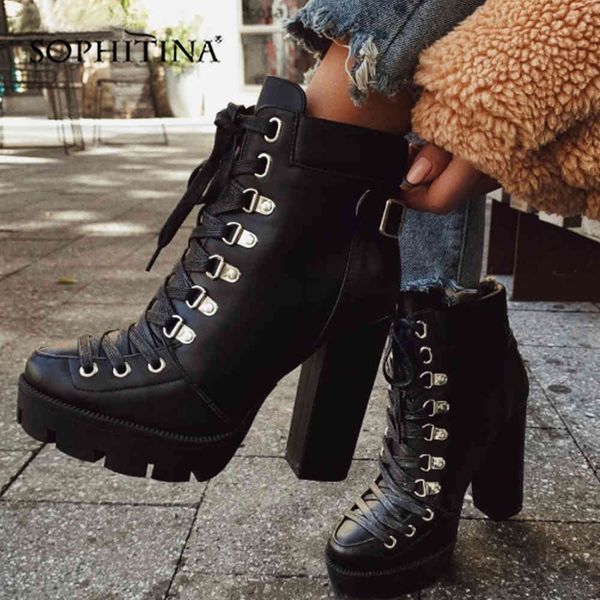sophitina waterproof platform ankle boots lace-up fashion comfortable 12cm high square heel woman shoes handmade lady boots h1 210513, Black
sophitina waterproof platform ankle boots lace-up fashion comfortable 12cm high square heel woman shoes handmade lady boots h1 210513, Black