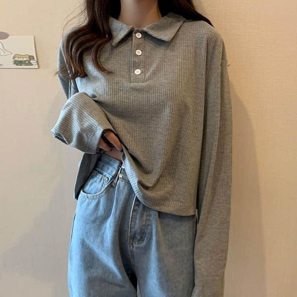 women's t-shirt spring autumn gray shirt long-sleeved female loose bottoming 2021 korean casual office wear, White
women's t-shirt spring autumn gray shirt long-sleeved female loose bottoming 2021 korean casual office wear, White