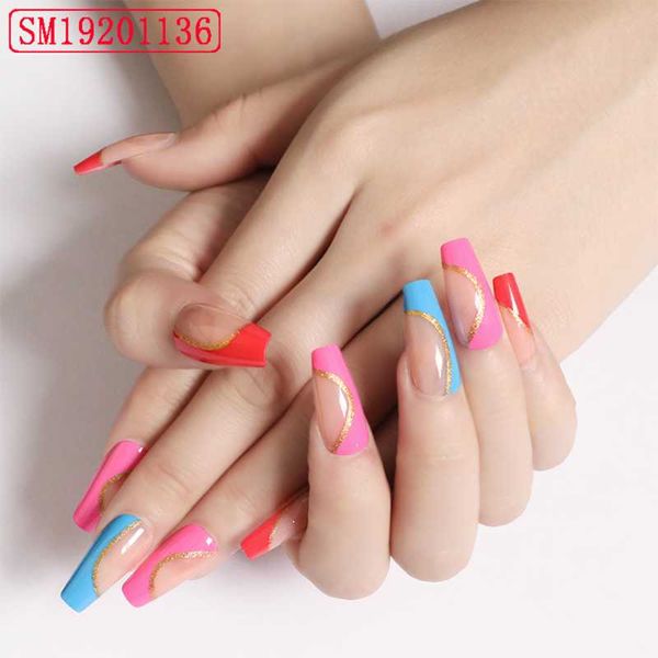 false nails 24pcs/box coffin ballerina wearable nail tips full cover artificial manicure tool women fashion 2021, Red;gold
false nails 24pcs/box coffin ballerina wearable nail tips full cover artificial manicure tool women fashion 2021, Red;gold