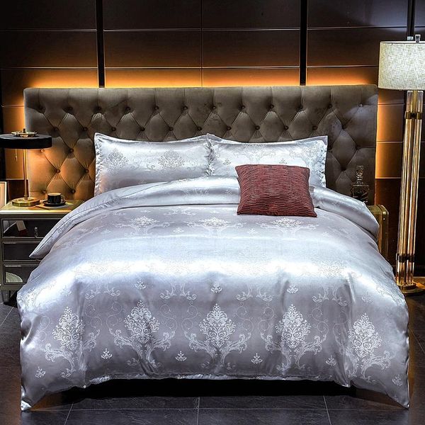 bedding sets luxury beddings jacquard soft satin silky down cover pillowcase set with zipper seal, silver, medium size double bed
bedding sets luxury beddings jacquard soft satin silky down cover pillowcase set with zipper seal, silver, medium size double bed