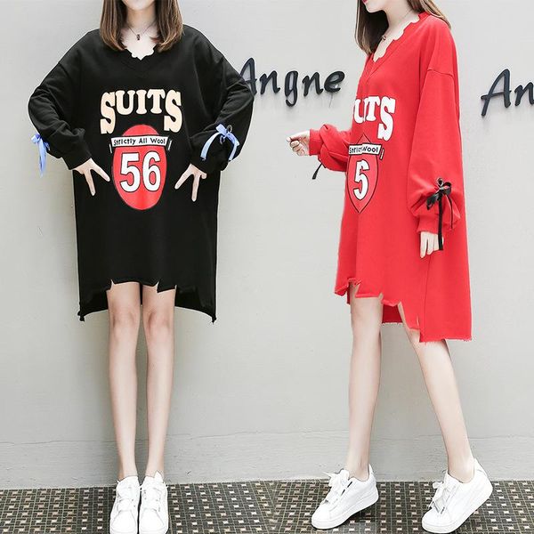 women's t-shirt large size fat mm mid-length irregular loose pullover sweater women, White
women's t-shirt large size fat mm mid-length irregular loose pullover sweater women, White