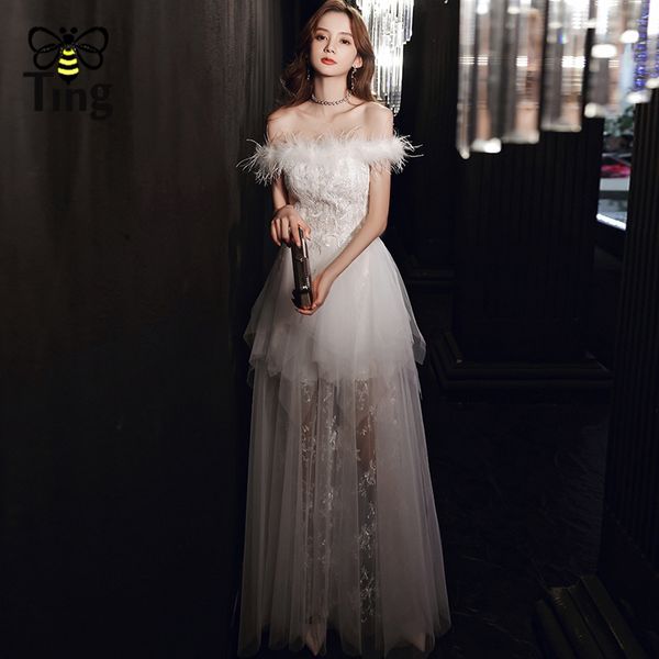 vintage elegant strapless luxury embroidery feathers party night dresses celebrity white ruffles long club vestidos 210513, Black;gray
vintage elegant strapless luxury embroidery feathers party night dresses celebrity white ruffles long club vestidos 210513, Black;gray