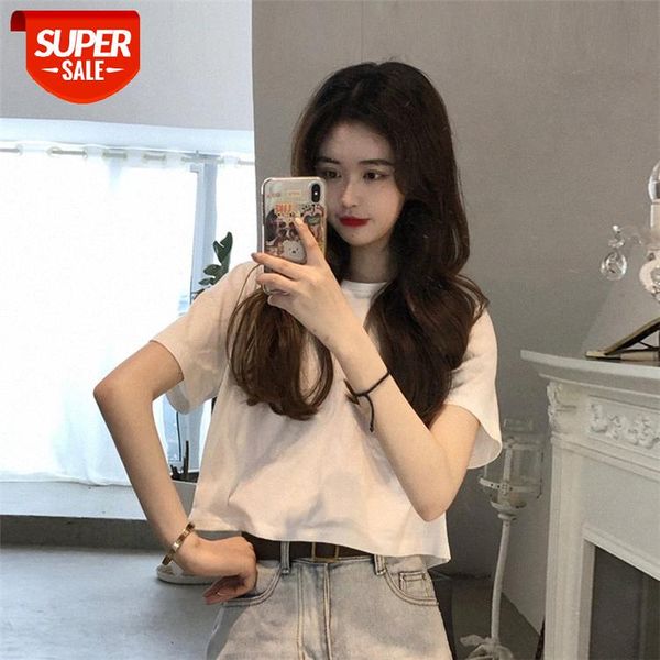 pure color loose short-sleeved t-shirt women's new korean version of the white short base waist crop #pd2e
pure color loose short-sleeved t-shirt women's new korean version of the white short base waist crop #pd2e