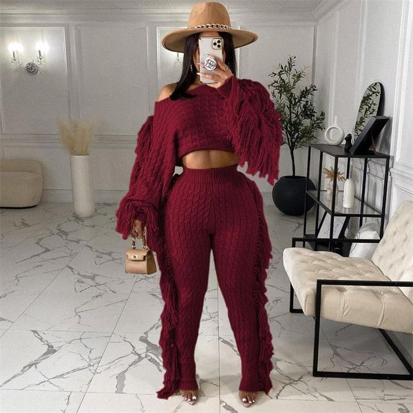 women's two piece pants autumn winter women knitted tracksuit set sweater + elastic waist pant suit outfits, White
women's two piece pants autumn winter women knitted tracksuit set sweater + elastic waist pant suit outfits, White