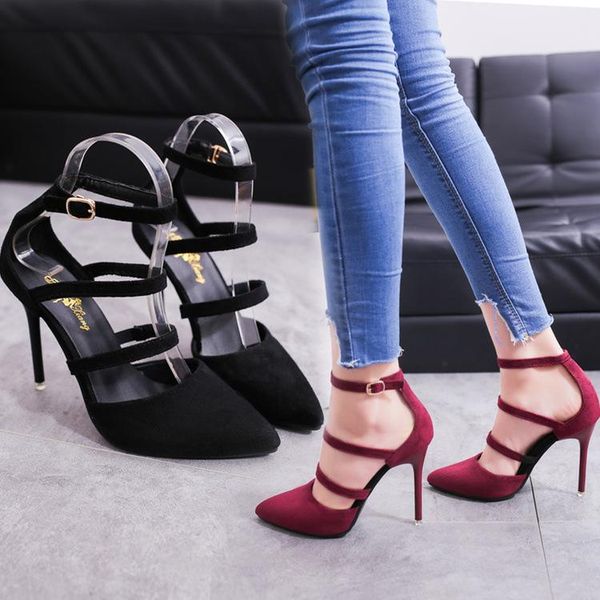 spring women's shoes european and american fashion high heels pointed suede hollow work simple single shoes8 dress, Black
spring women's shoes european and american fashion high heels pointed suede hollow work simple single shoes8 dress, Black