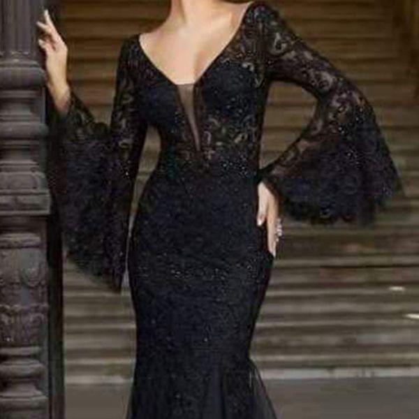 2023 elegant long sleeve evening dresses vestidos black applique prom dresses avondjurk dubai mermaid formal special occasion gowns, Black;red
2023 elegant long sleeve evening dresses vestidos black applique prom dresses avondjurk dubai mermaid formal special occasion gowns, Black;red
