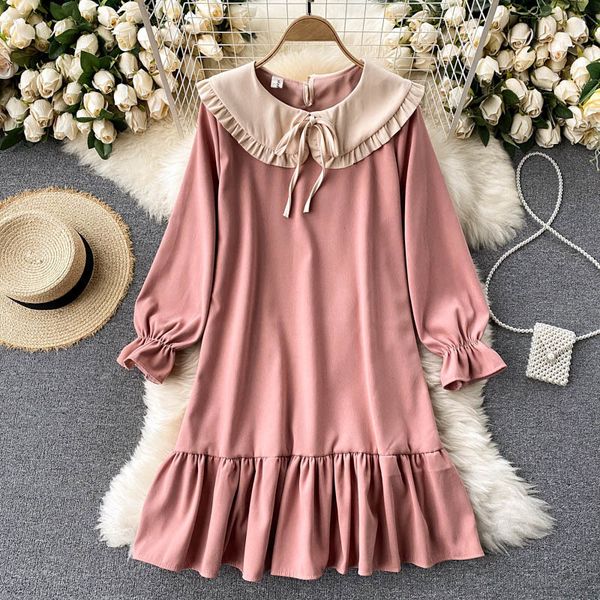 two piece dress preppy style long sleeve women korean lace-up peter pan collar color block short female ruffles loose x616, White
two piece dress preppy style long sleeve women korean lace-up peter pan collar color block short female ruffles loose x616, White