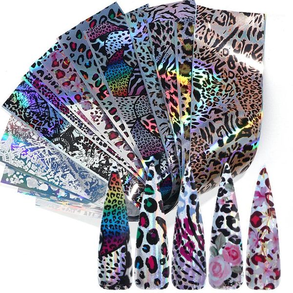 10pcs mixed laser leopard nail foil set holographic transfer sliders paper diy adhesive manicure art decoration tips le20011, Black
10pcs mixed laser leopard nail foil set holographic transfer sliders paper diy adhesive manicure art decoration tips le20011, Black