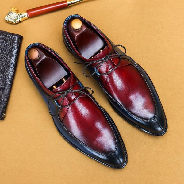 dress shoes men's business genuine leather breathable shoe pointed toe color matching handmade men size 37-46, Black
dress shoes men's business genuine leather breathable shoe pointed toe color matching handmade men size 37-46, Black