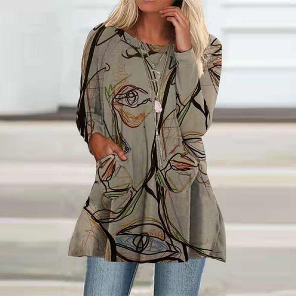 women's blouses & shirts vintage face printed women fashion o-neck pocket pullover ladies long-sleeved loose shirt autumn casual street, White
women's blouses & shirts vintage face printed women fashion o-neck pocket pullover ladies long-sleeved loose shirt autumn casual street, White