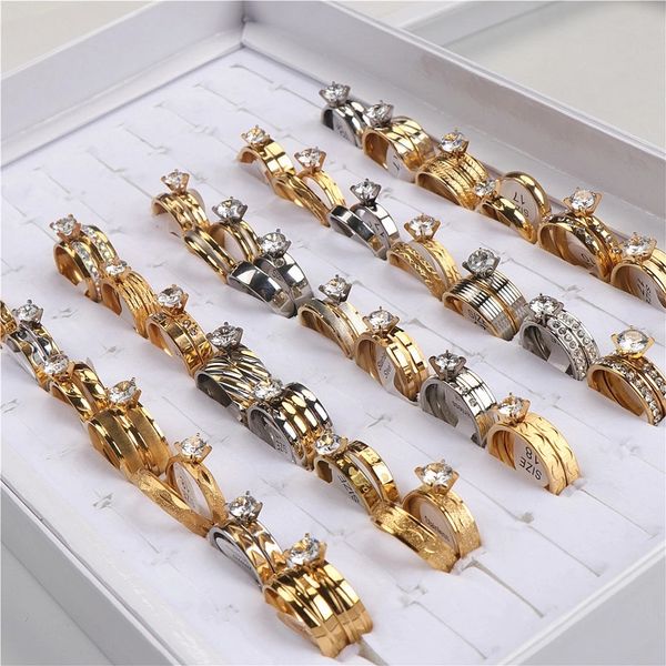 fahion stainless steel zircon engagement wedding lovers rings set for women men couple jewelry mix style not fade, Silver
fahion stainless steel zircon engagement wedding lovers rings set for women men couple jewelry mix style not fade, Silver