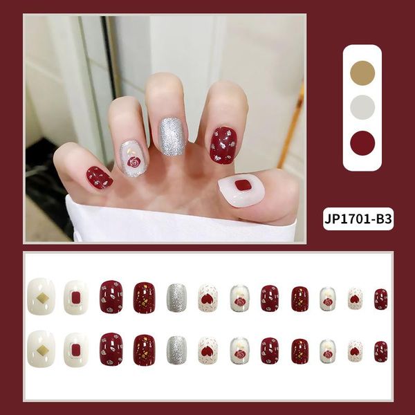 false nails 24pcs wine red rose wear long paragraph fashion manicure patch save time wearable nail decoration, Red;gold
false nails 24pcs wine red rose wear long paragraph fashion manicure patch save time wearable nail decoration, Red;gold