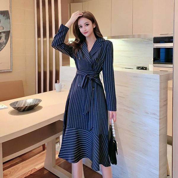 casual dresses 2021 elegant ol notched collar women sashes striped slim thin a-line long drees temperament femme vestidos, Black;gray
casual dresses 2021 elegant ol notched collar women sashes striped slim thin a-line long drees temperament femme vestidos, Black;gray