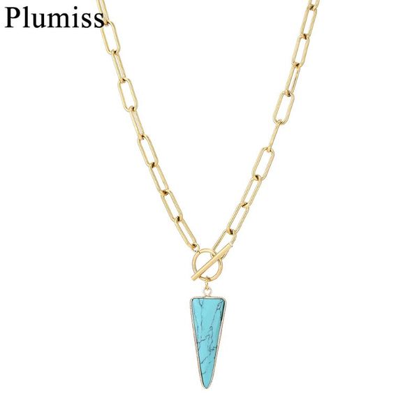 pendant necklaces triangle turquoises necklace thick gold color rectangle stainless steel chain natural stone for women jewelry, Silver
pendant necklaces triangle turquoises necklace thick gold color rectangle stainless steel chain natural stone for women jewelry, Silver