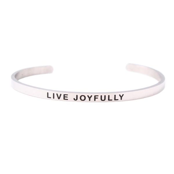 stainless steel bangle bracelet engrave live joyfully positive inspirational mantra women's gift, Black
stainless steel bangle bracelet engrave live joyfully positive inspirational mantra women's gift, Black