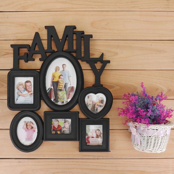 frames and mouldings family po frame wall hanging 6 pictures holder display home decor gift back side with pull tabs black 30x37cm multi-siz