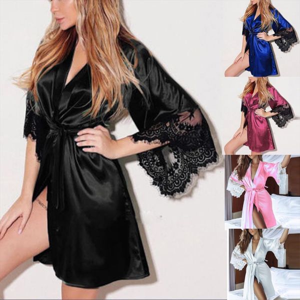 dressing sleep robes bride women sleepwear bridesmaid silk gown lace lingerie belt bath robe nightwear bathrob, Black;red
dressing sleep robes bride women sleepwear bridesmaid silk gown lace lingerie belt bath robe nightwear bathrob, Black;red