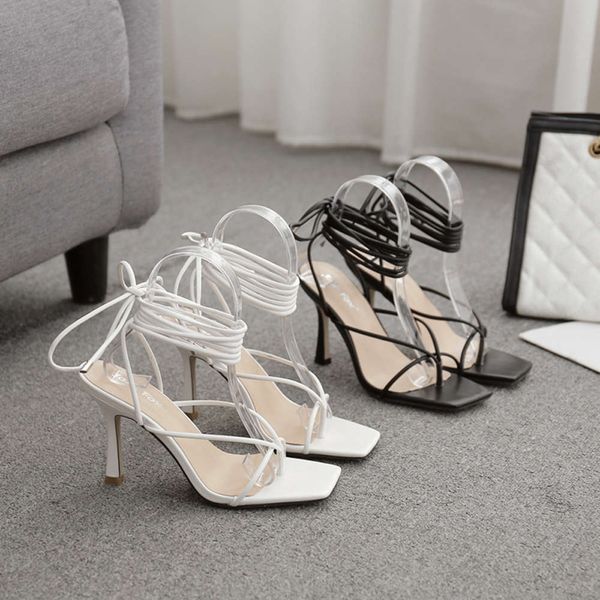 women's sho square toe clip simple bandage roman high-heeled sandals jjm108-9, Black
women's sho square toe clip simple bandage roman high-heeled sandals jjm108-9, Black