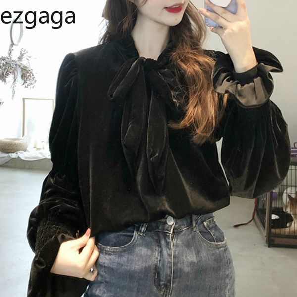ezgaga women blouse velour outwear korean spring vintage lace up bowknot elegant shirts black flare sleeve fashion blusas 210430, White
ezgaga women blouse velour outwear korean spring vintage lace up bowknot elegant shirts black flare sleeve fashion blusas 210430, White