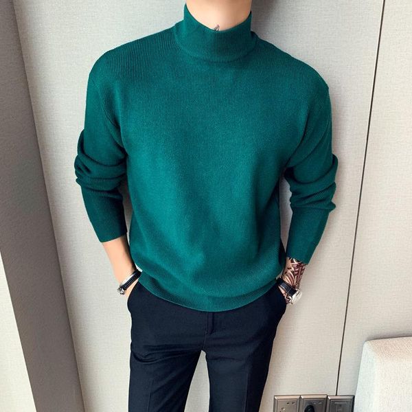 men's sweaters 2021 autumn winter knitted for men solid oversized warm retro pullovers turtleneck sweater elastic jumper e84, White;black 
men's sweaters 2021 autumn winter knitted for men solid oversized warm retro pullovers turtleneck sweater elastic jumper e84, White;black